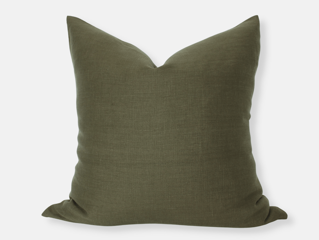 dark olive linen pillow cover
