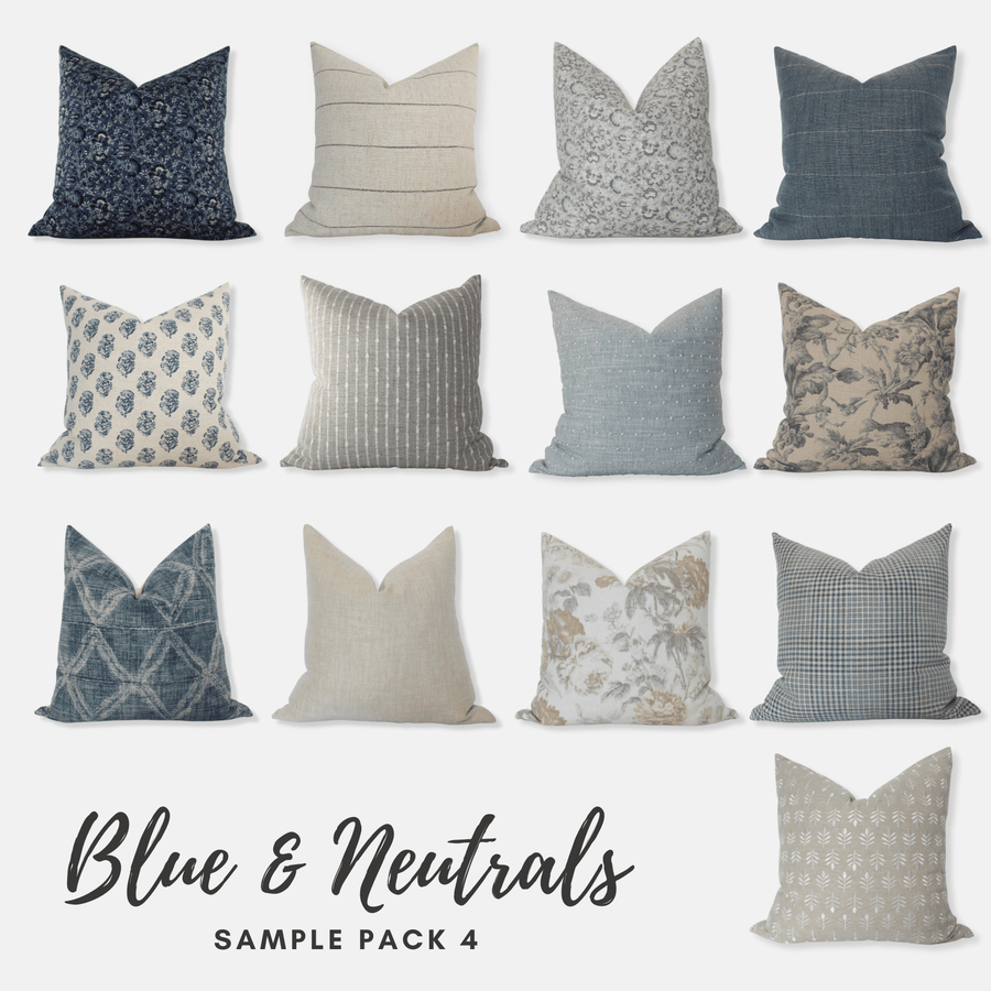 blue brown neutral pillow covers