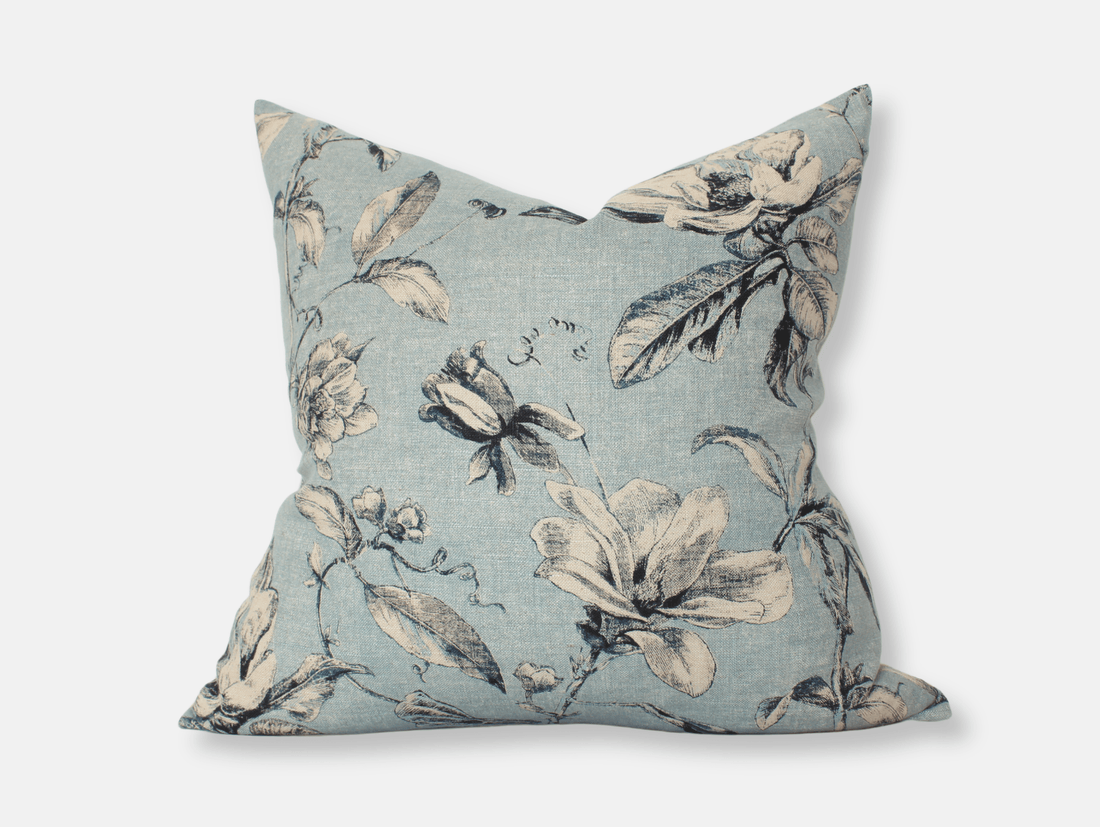 Brooklyn light blue floral pillow cover