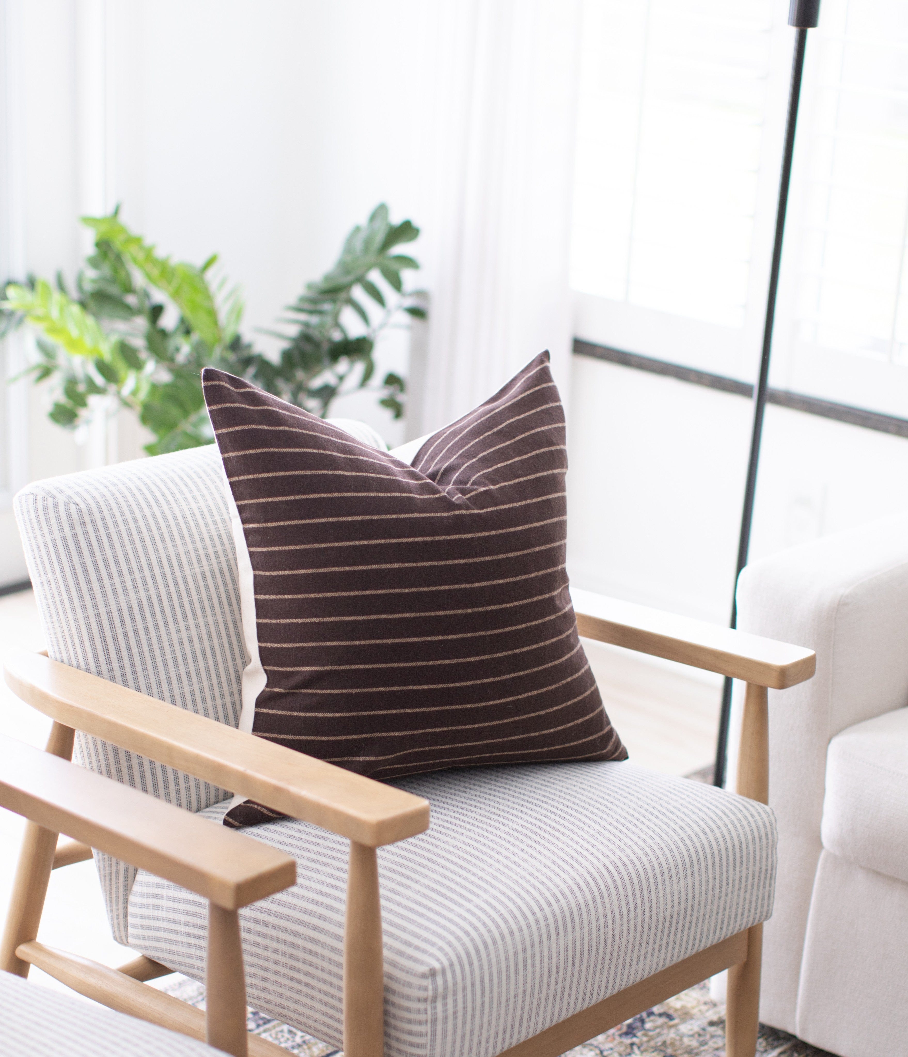 dark brown striped pillow