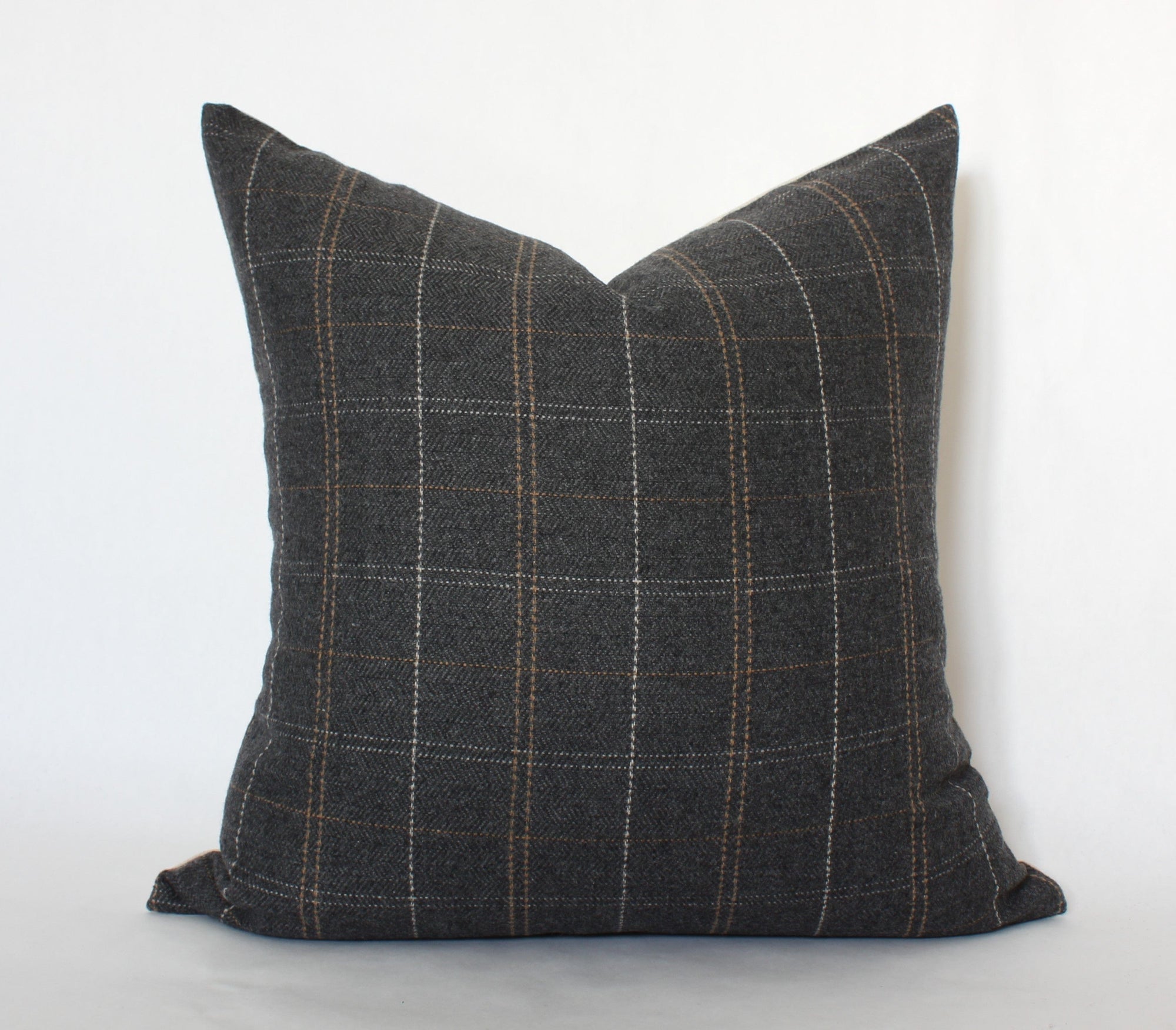 dark gray plaid pillow