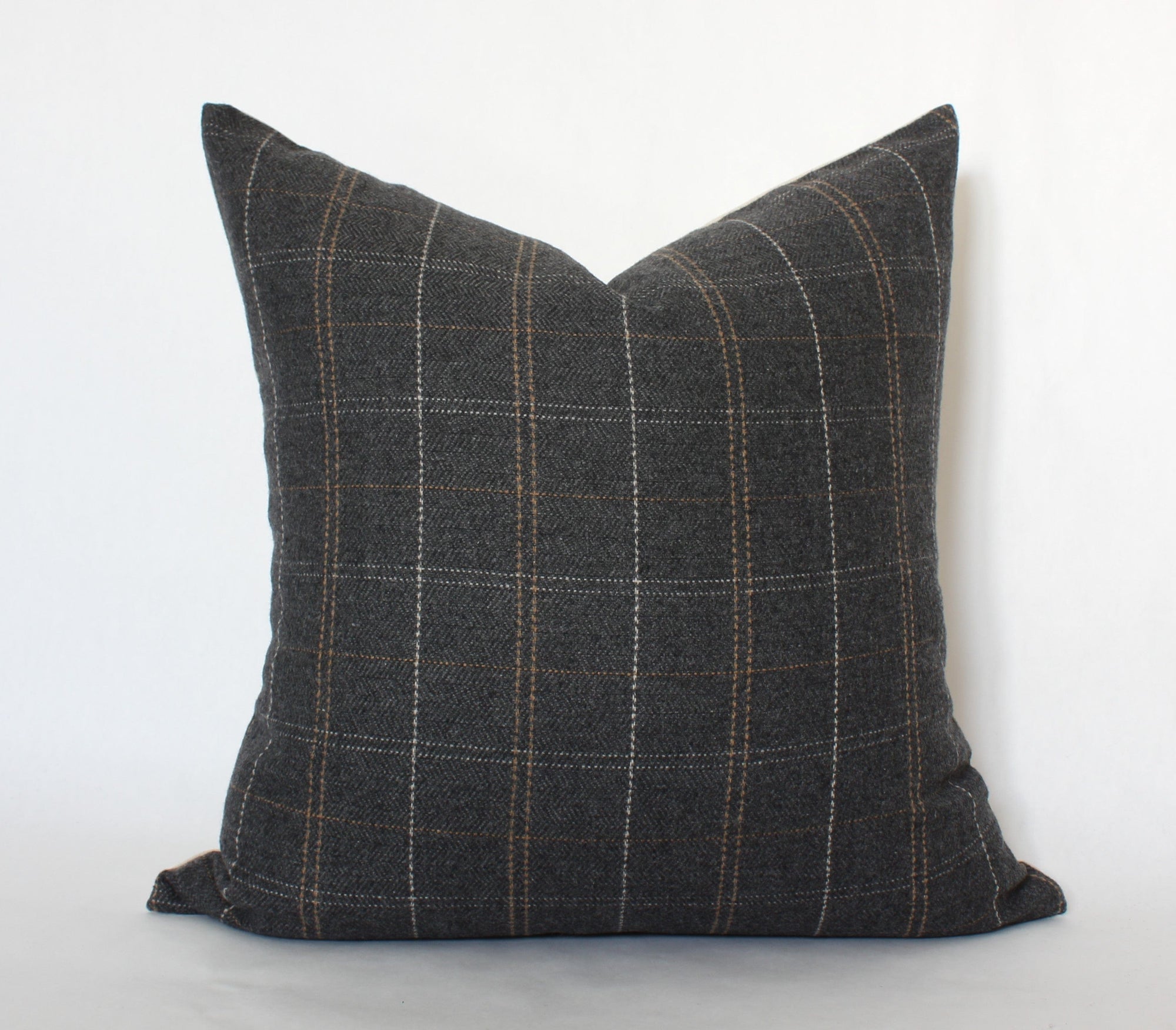 dark gray plaid pillow