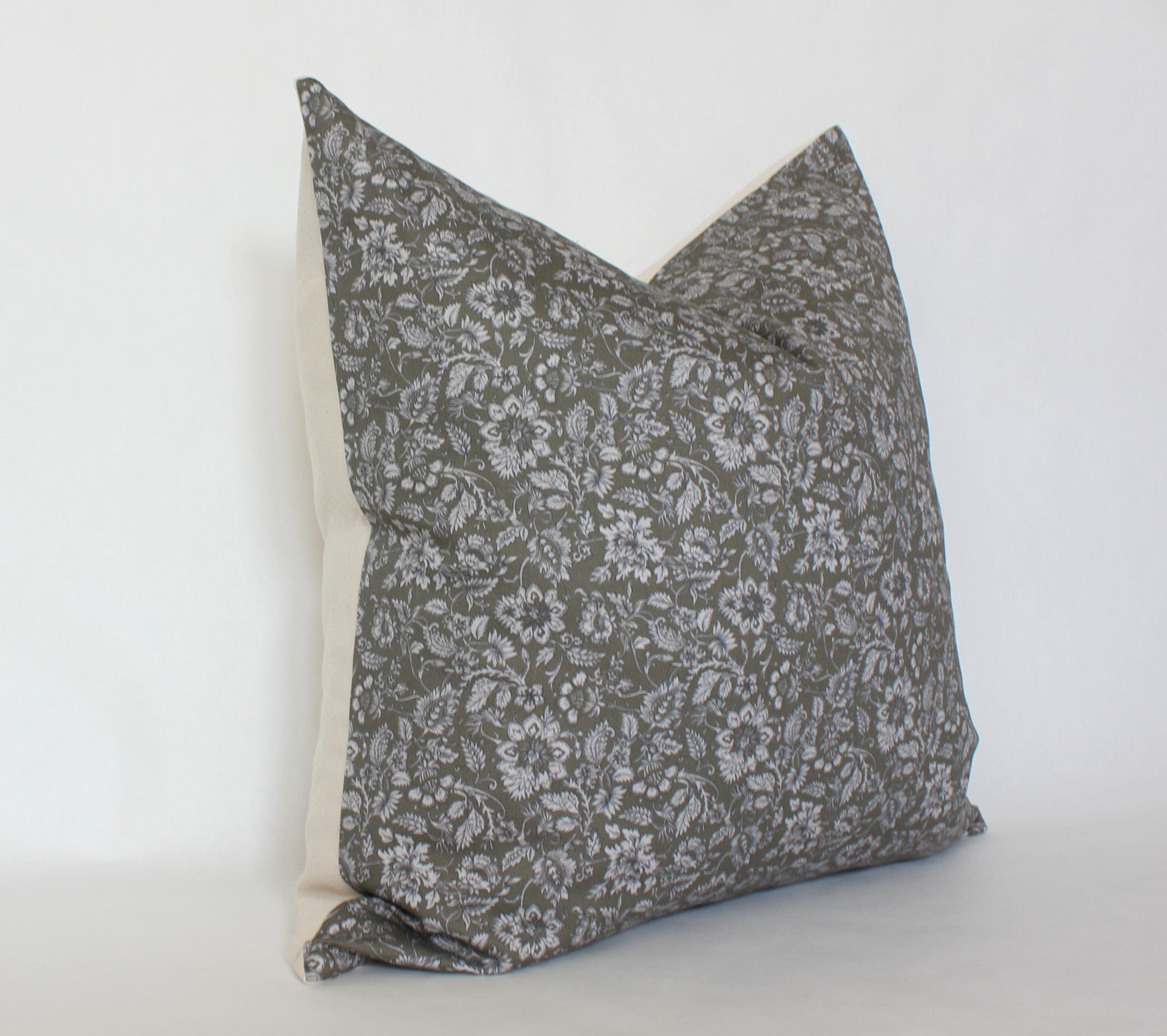 Olive Floral Pillow Cover