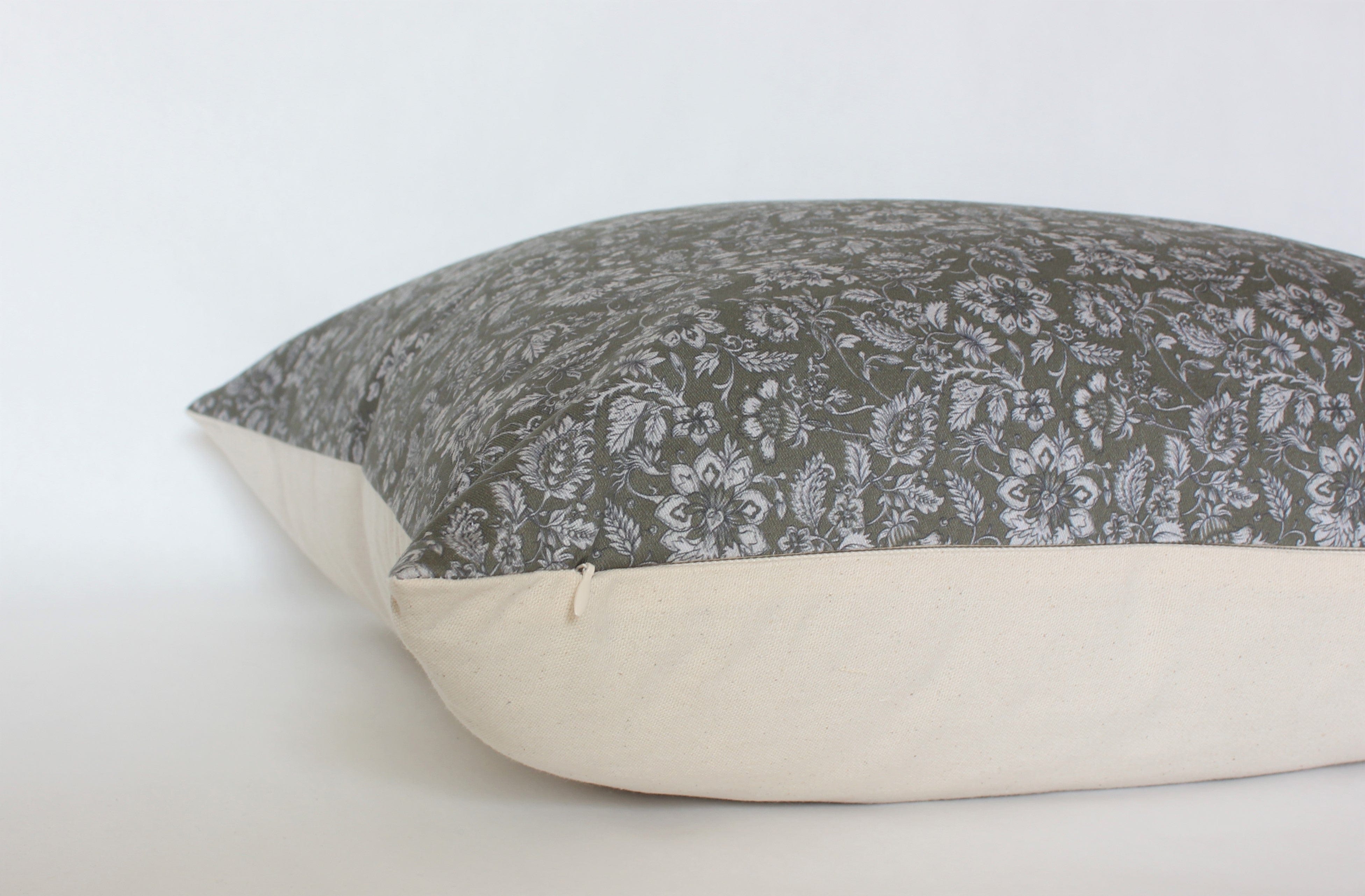 Olive Floral Pillow Cover