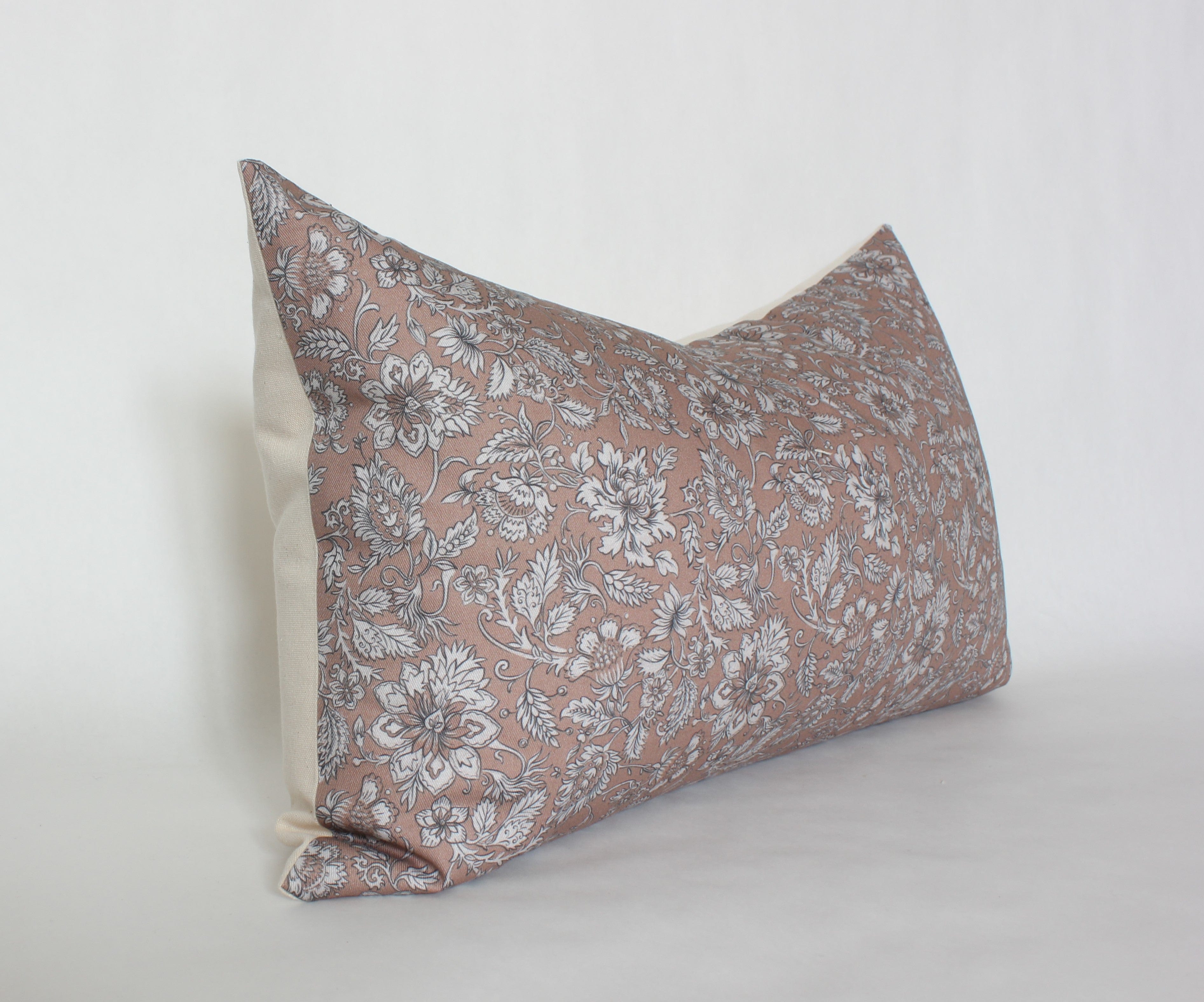 mauve floral lumbar throw pillow