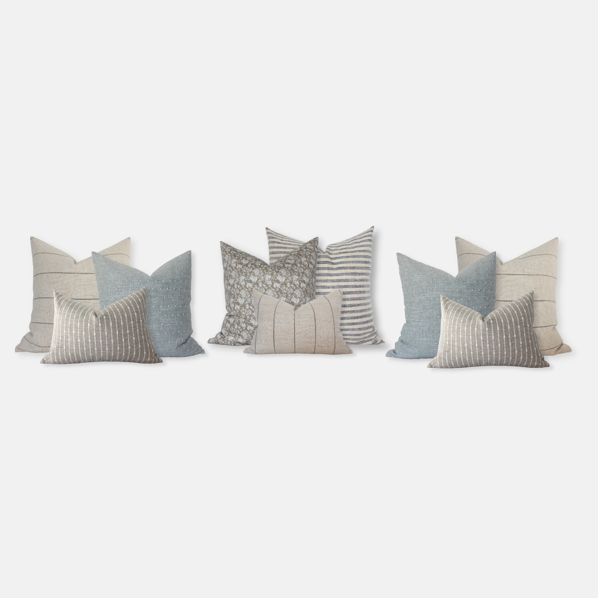 blue and cream pillow set of 9