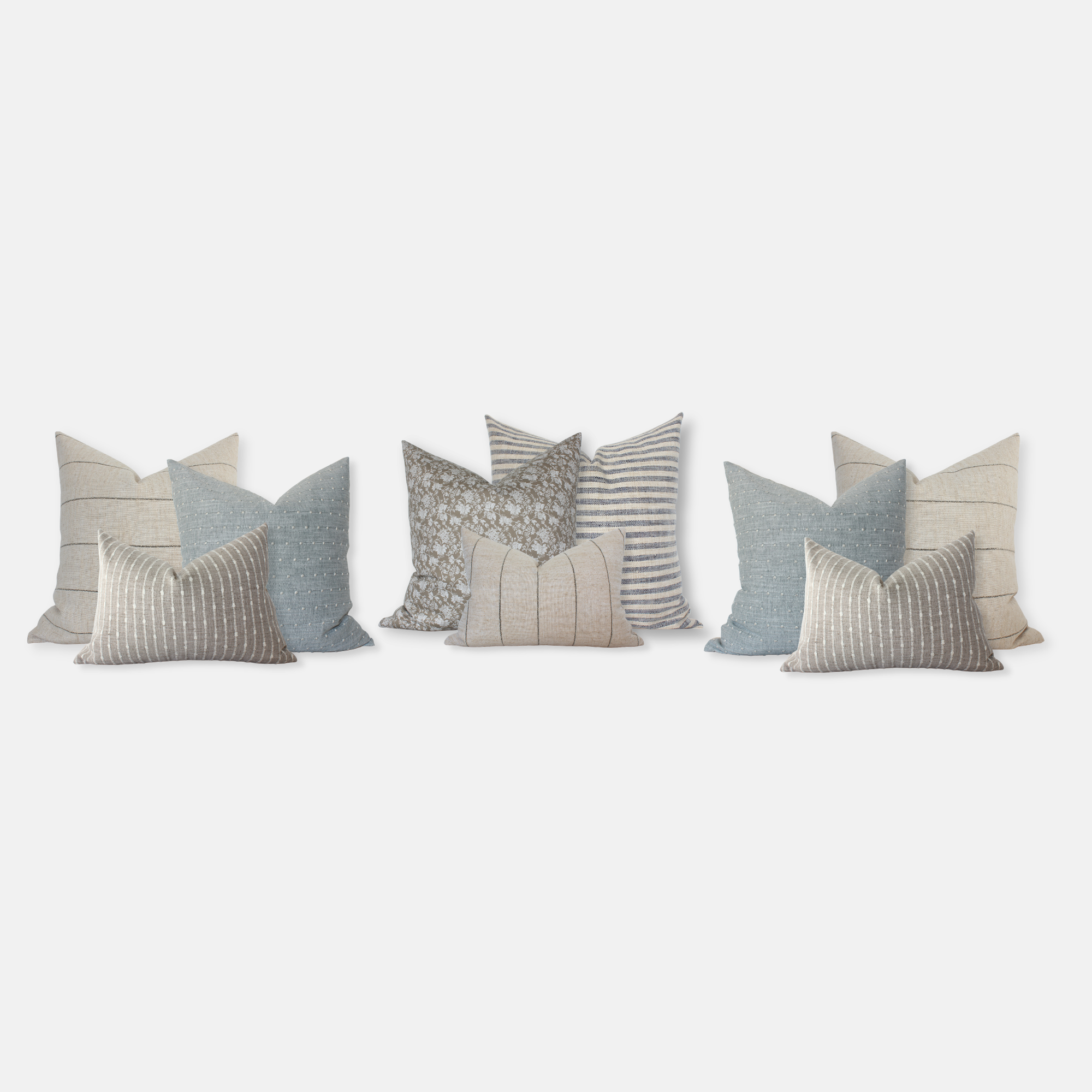 blue and cream pillow set of 9