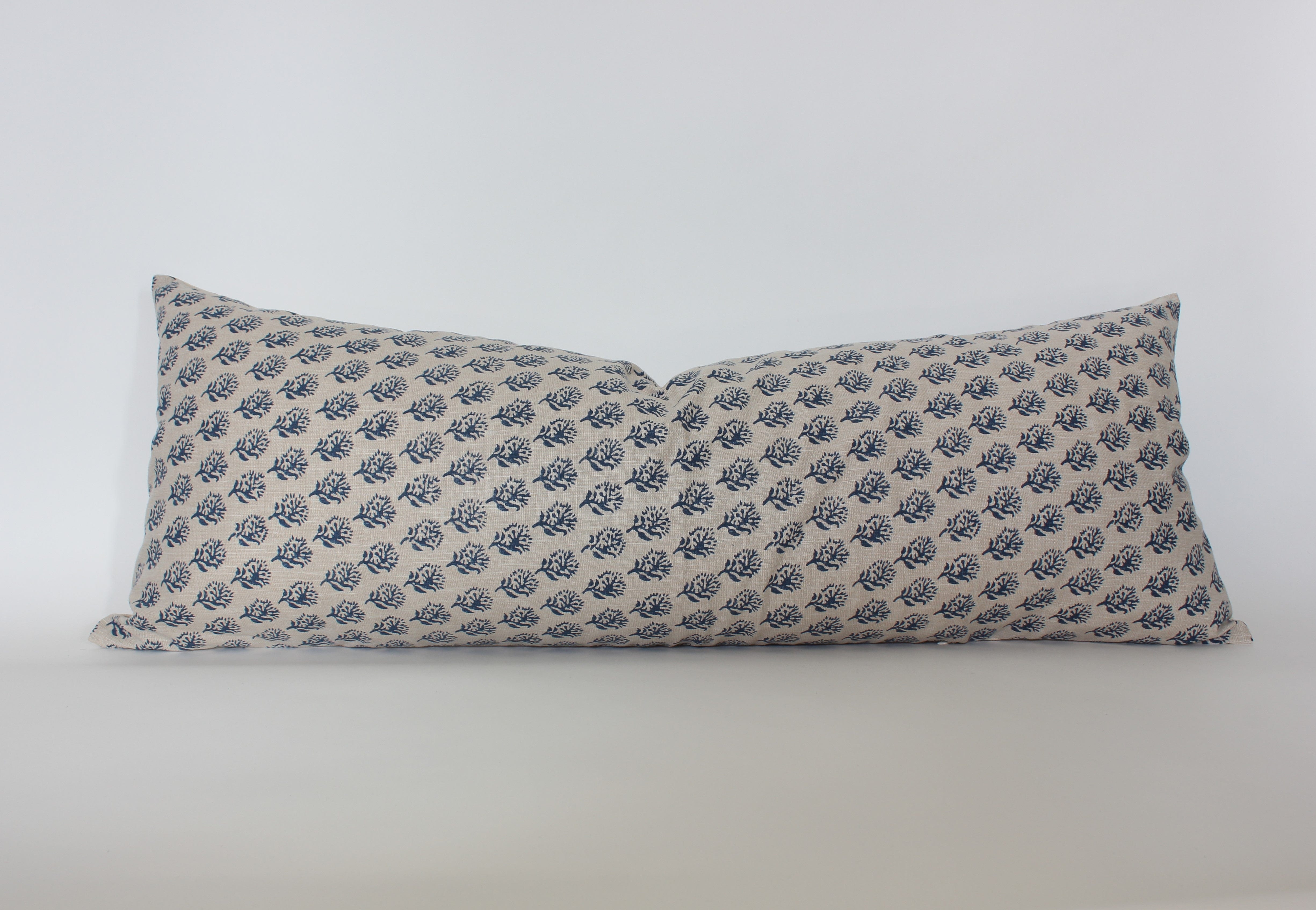 long lumbar blue pillow