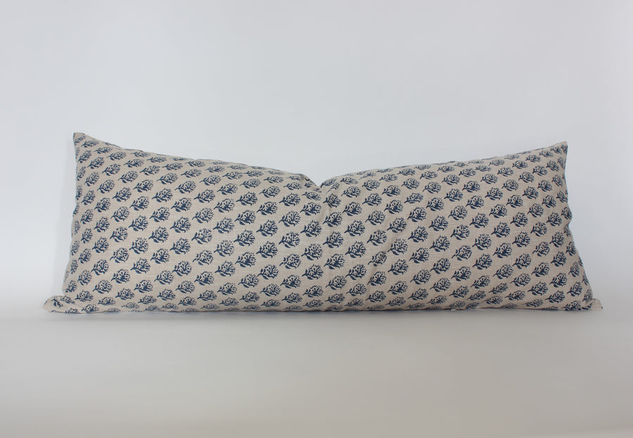 long lumbar blue pillow