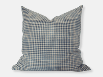 gingham blue pillow cover
