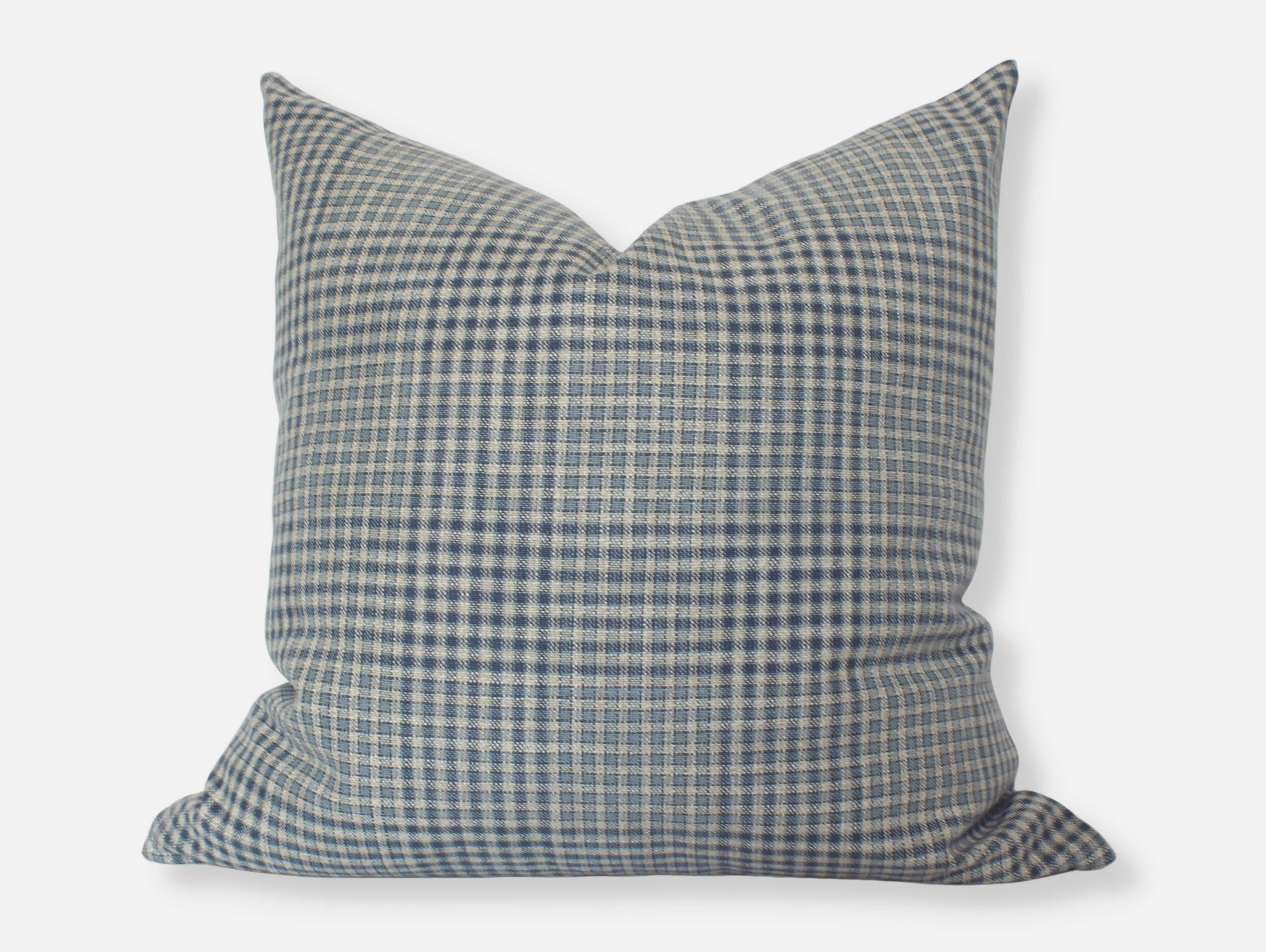 blue gingham throw pillow