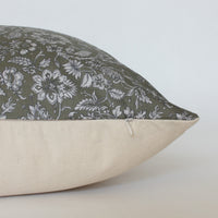 Olive floral pillow cover