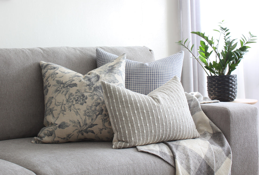 Gray and Blue Pillow Cover Combo