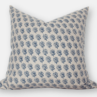 tan blue floral pillow