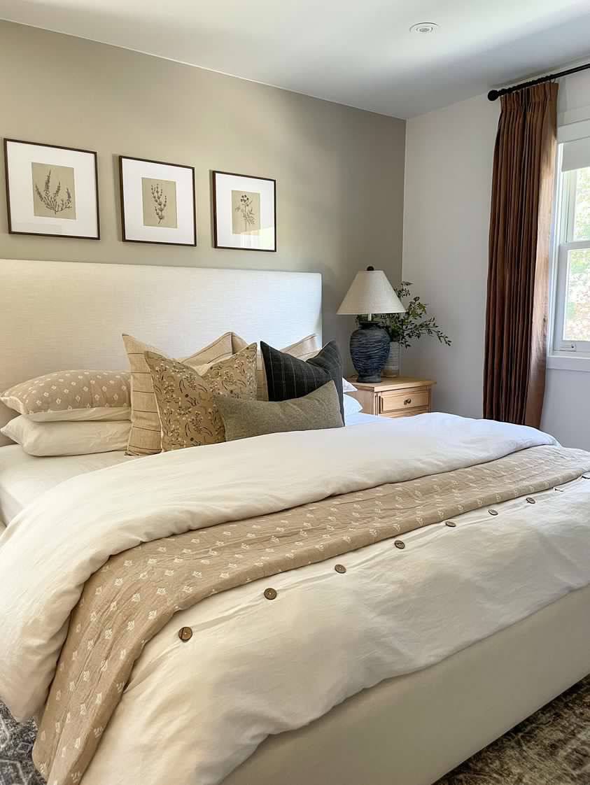 throw pillows on bed