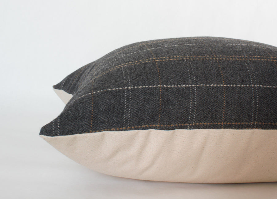 black plaid pillow cover