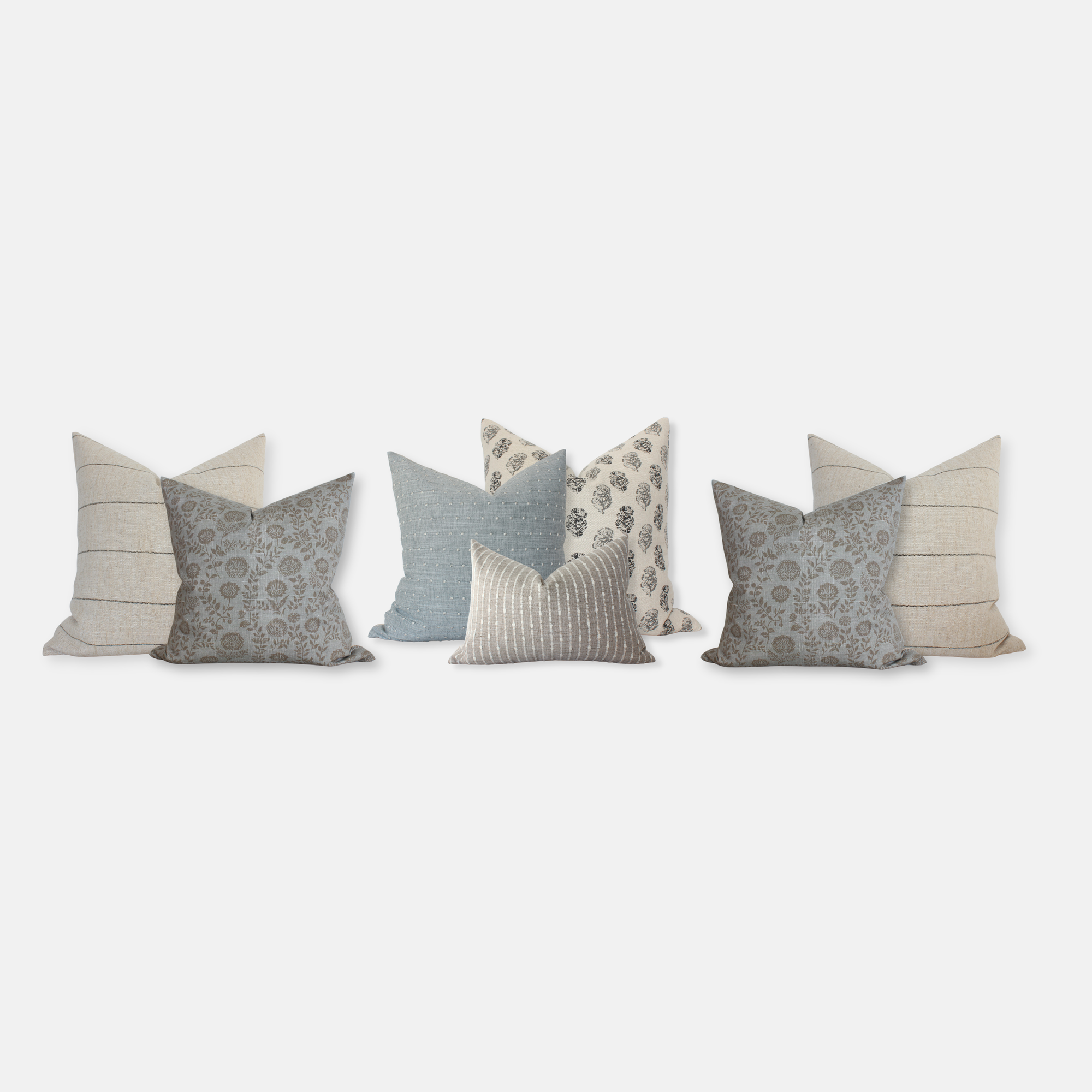 blue and cream pillow set for sectional sofa