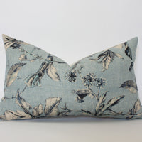 blue floral designer lumbar pillow
