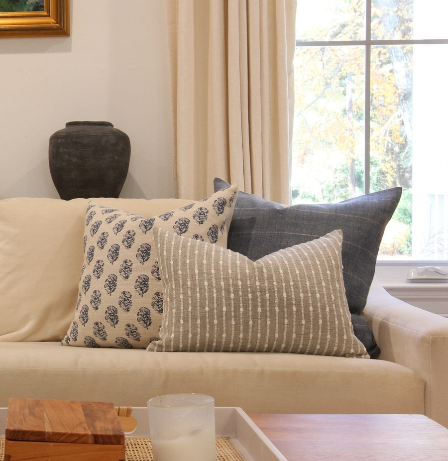 block print blue pillow cover