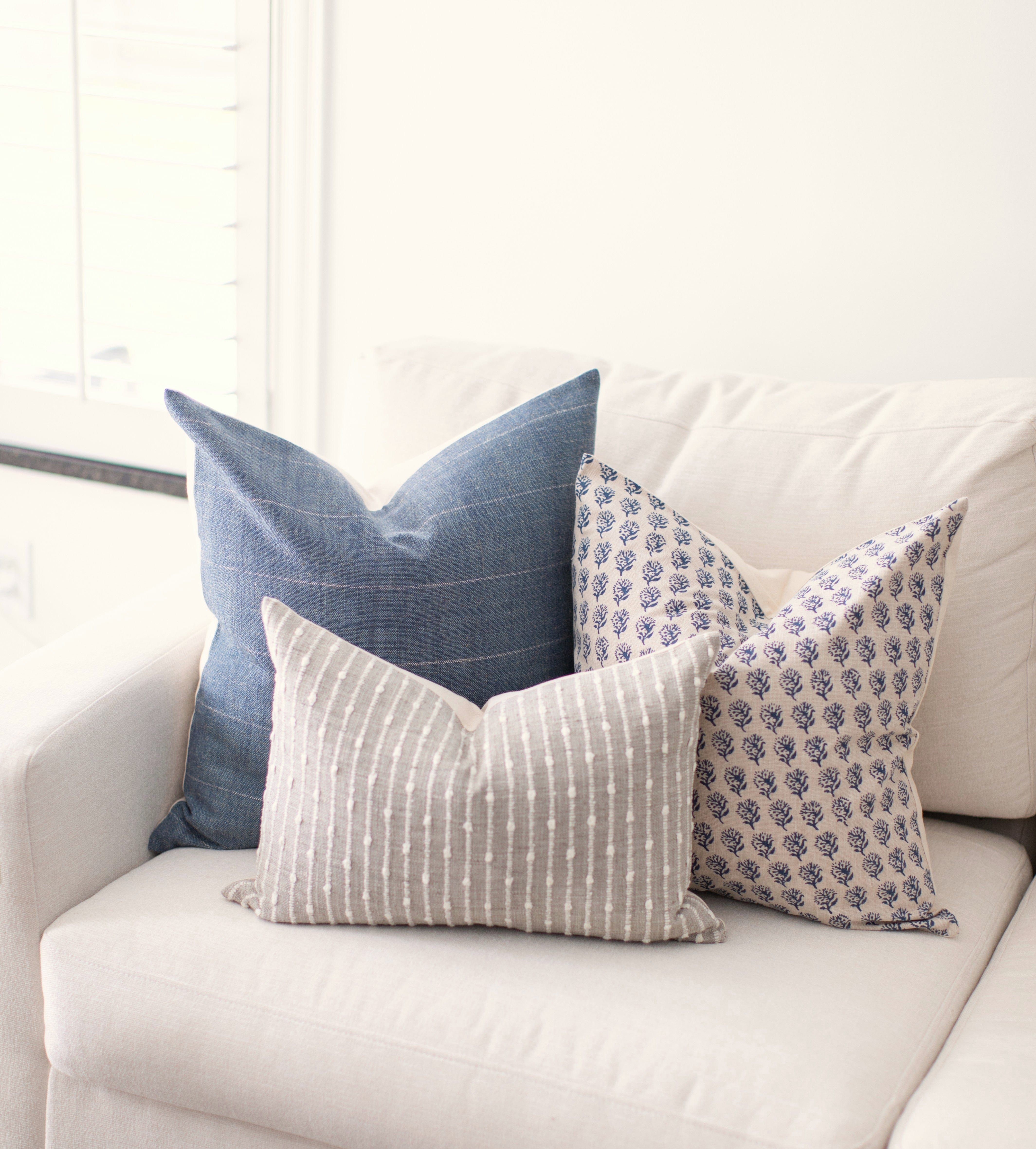blue gray pillow set for sofa