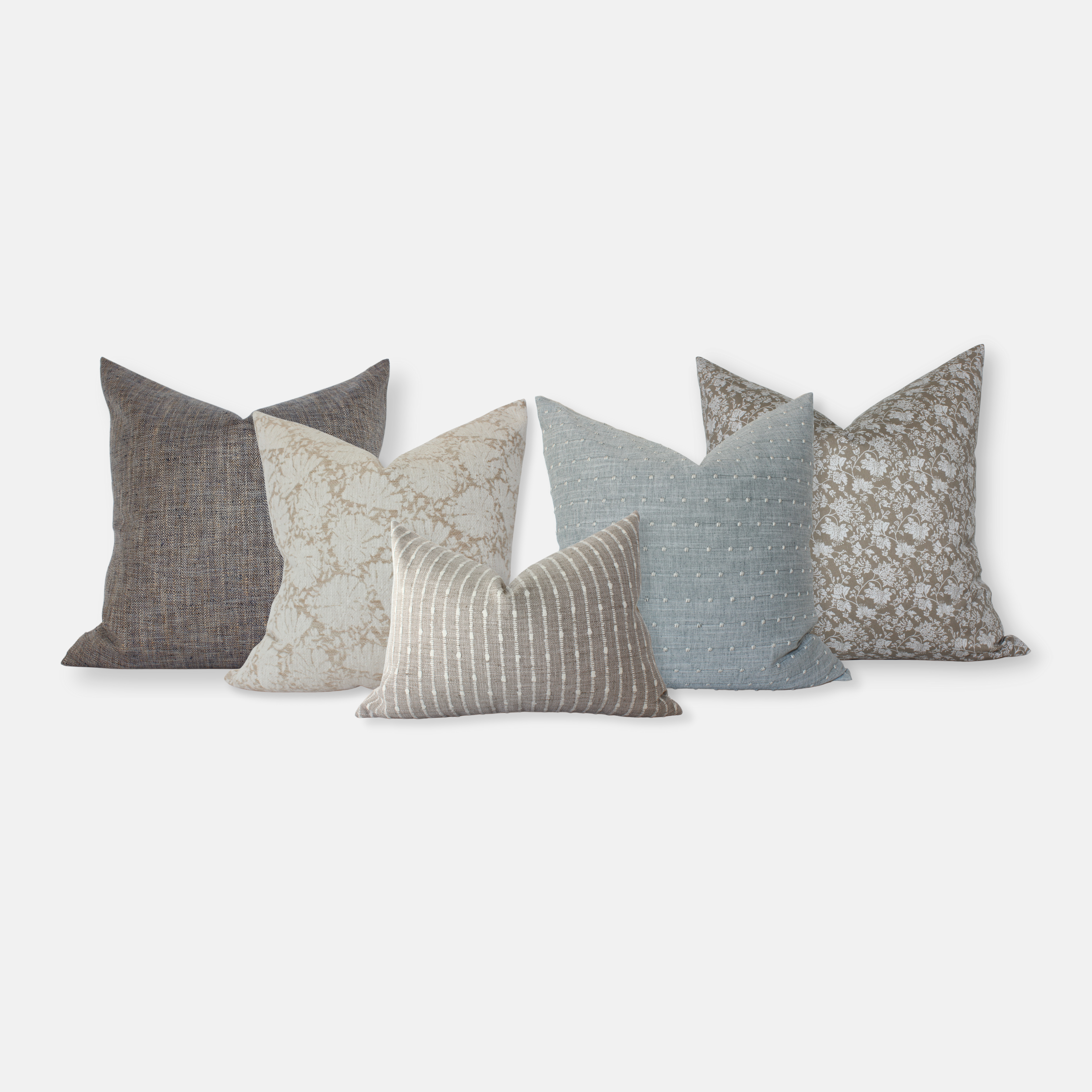 blue neutral sofa pillow set