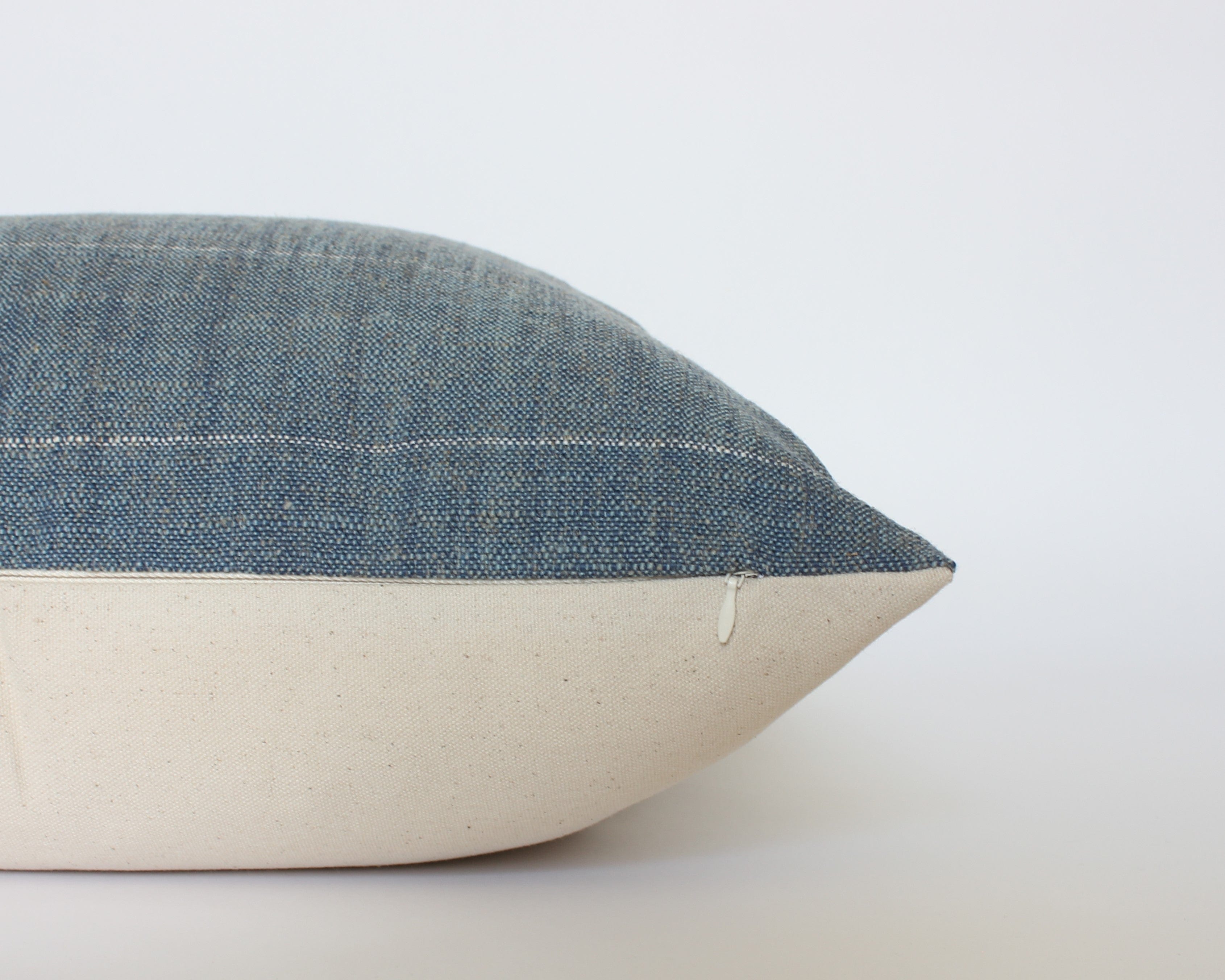 blue pillow hidden zipper