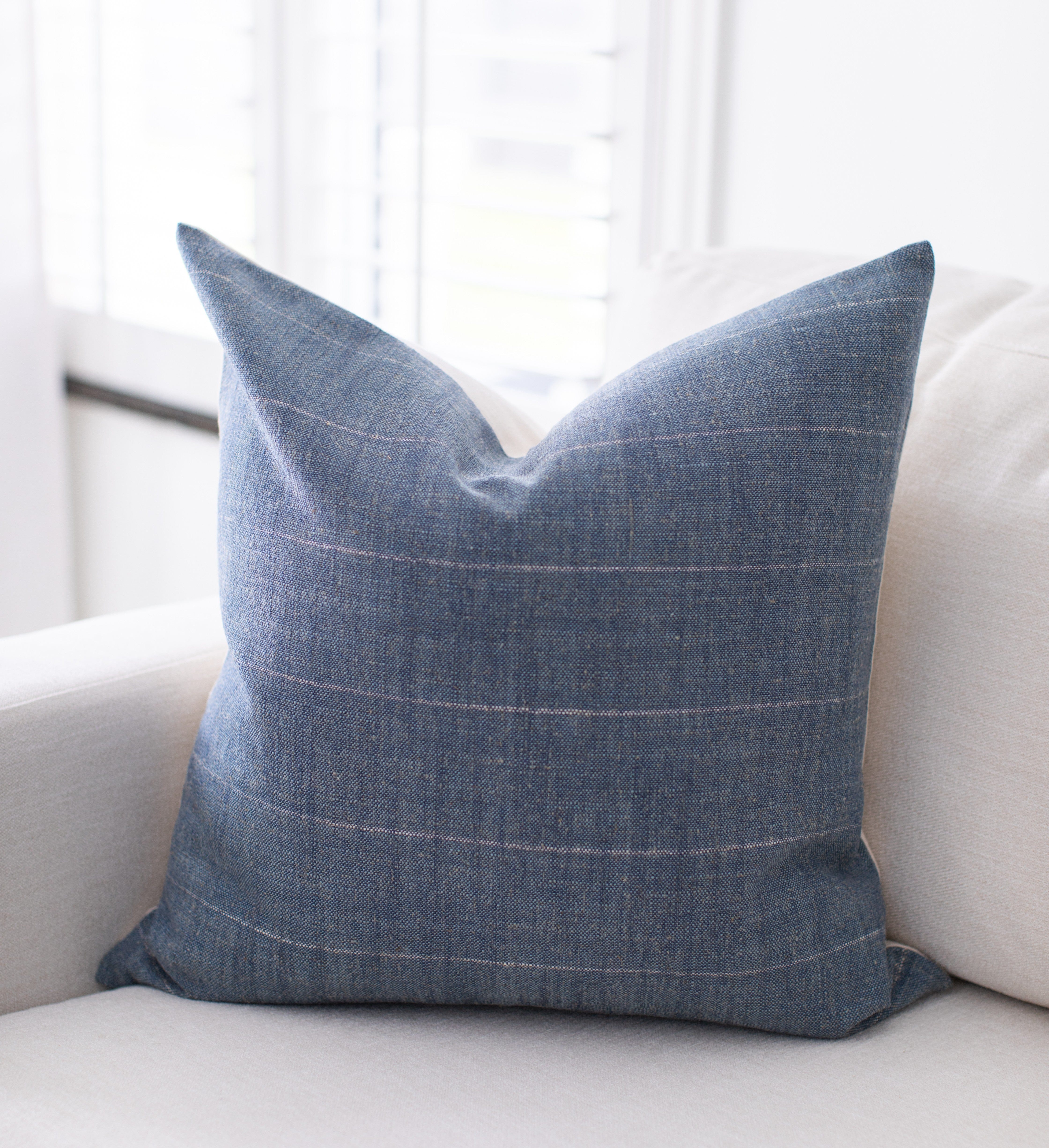 blue striped cushion for sofa