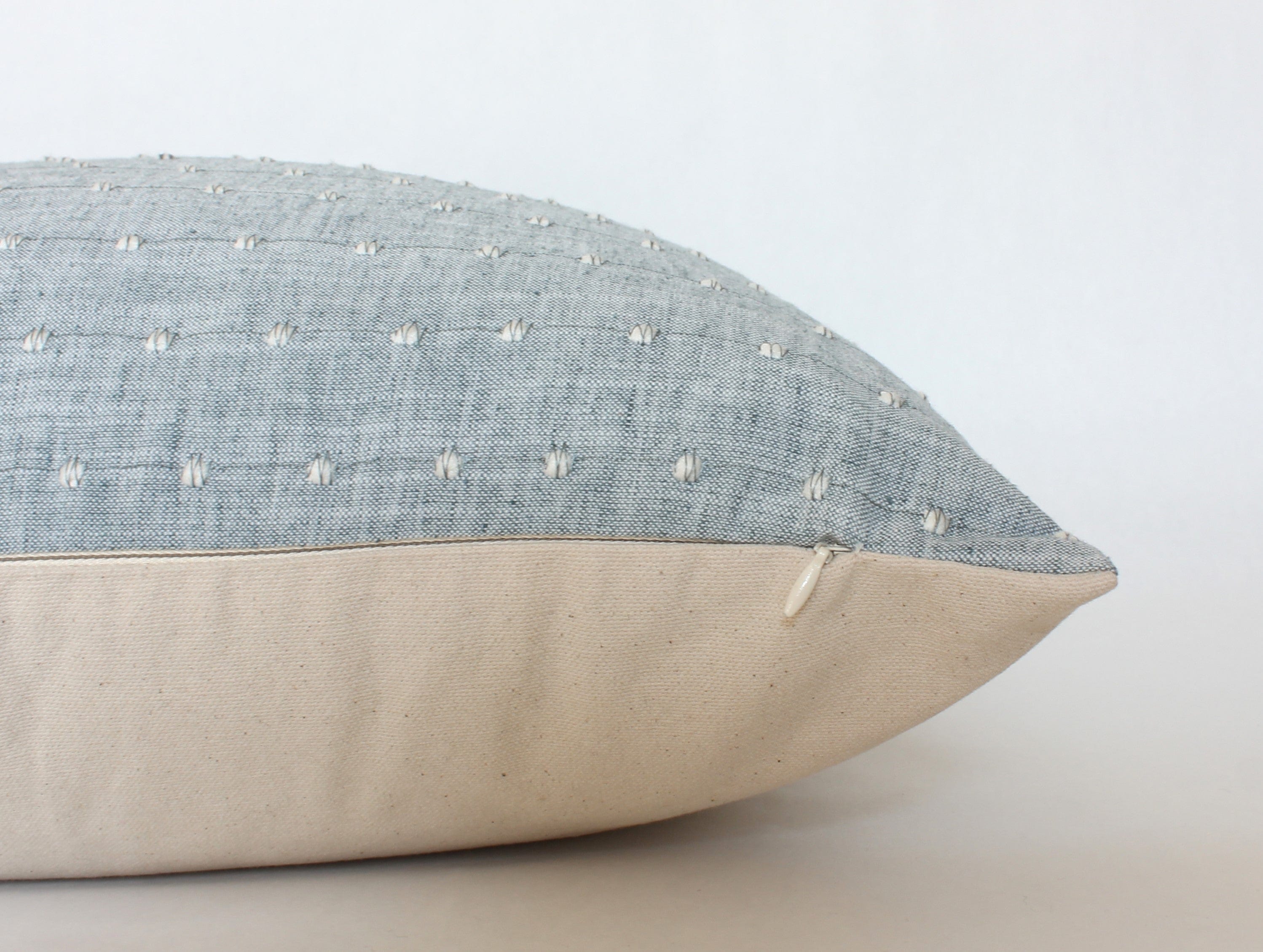 blue pillow cover with invisible zipper