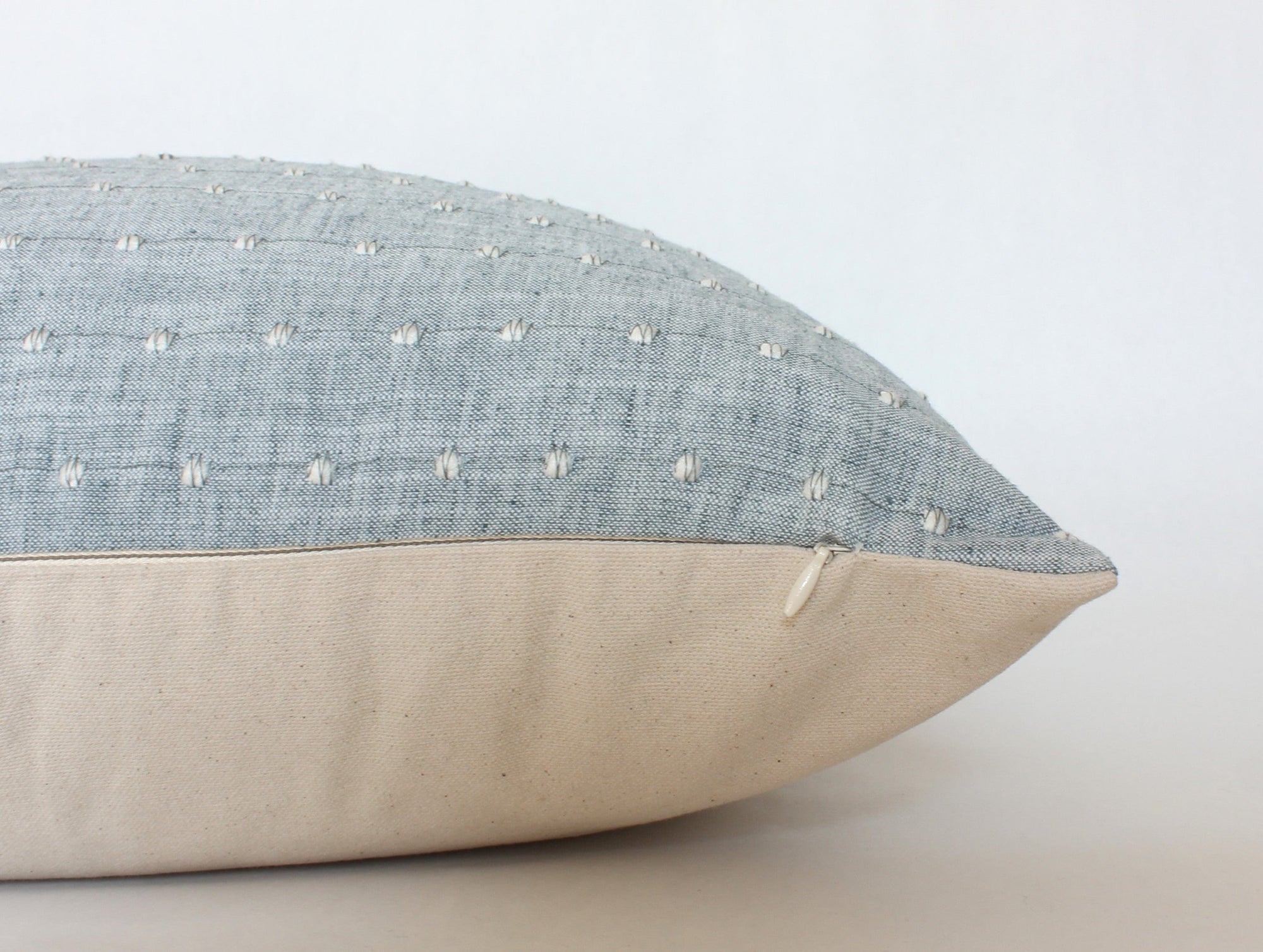 blue pillow cover with invisible zipper