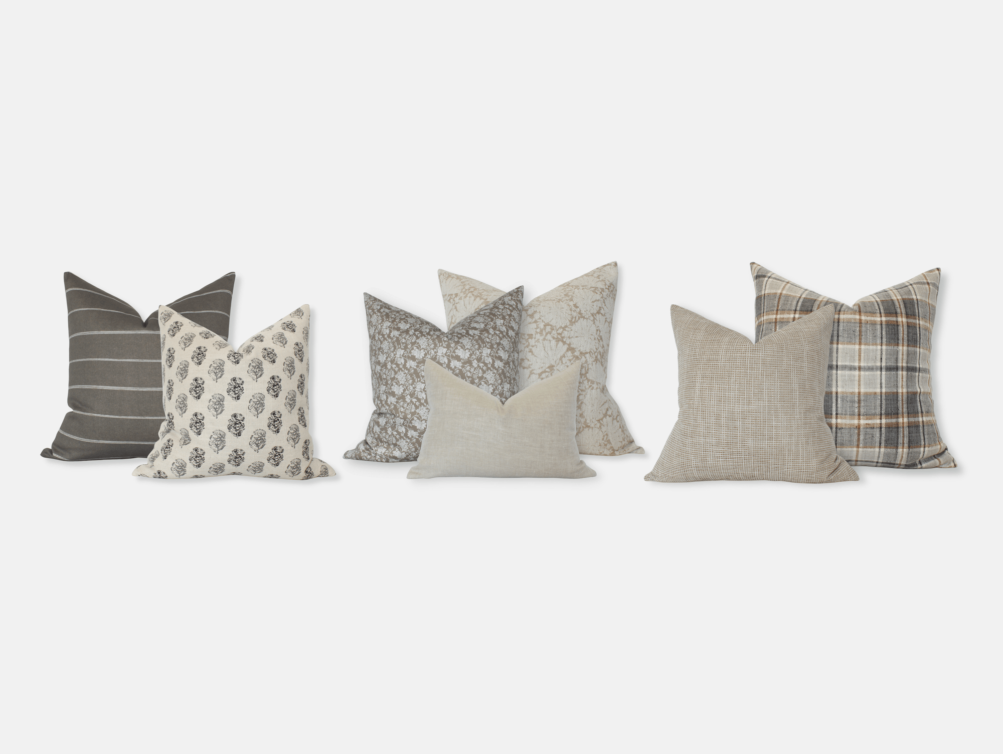 brown neutral sofa pillow combo