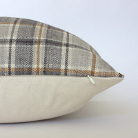 brown plaid cushion hidden zipper