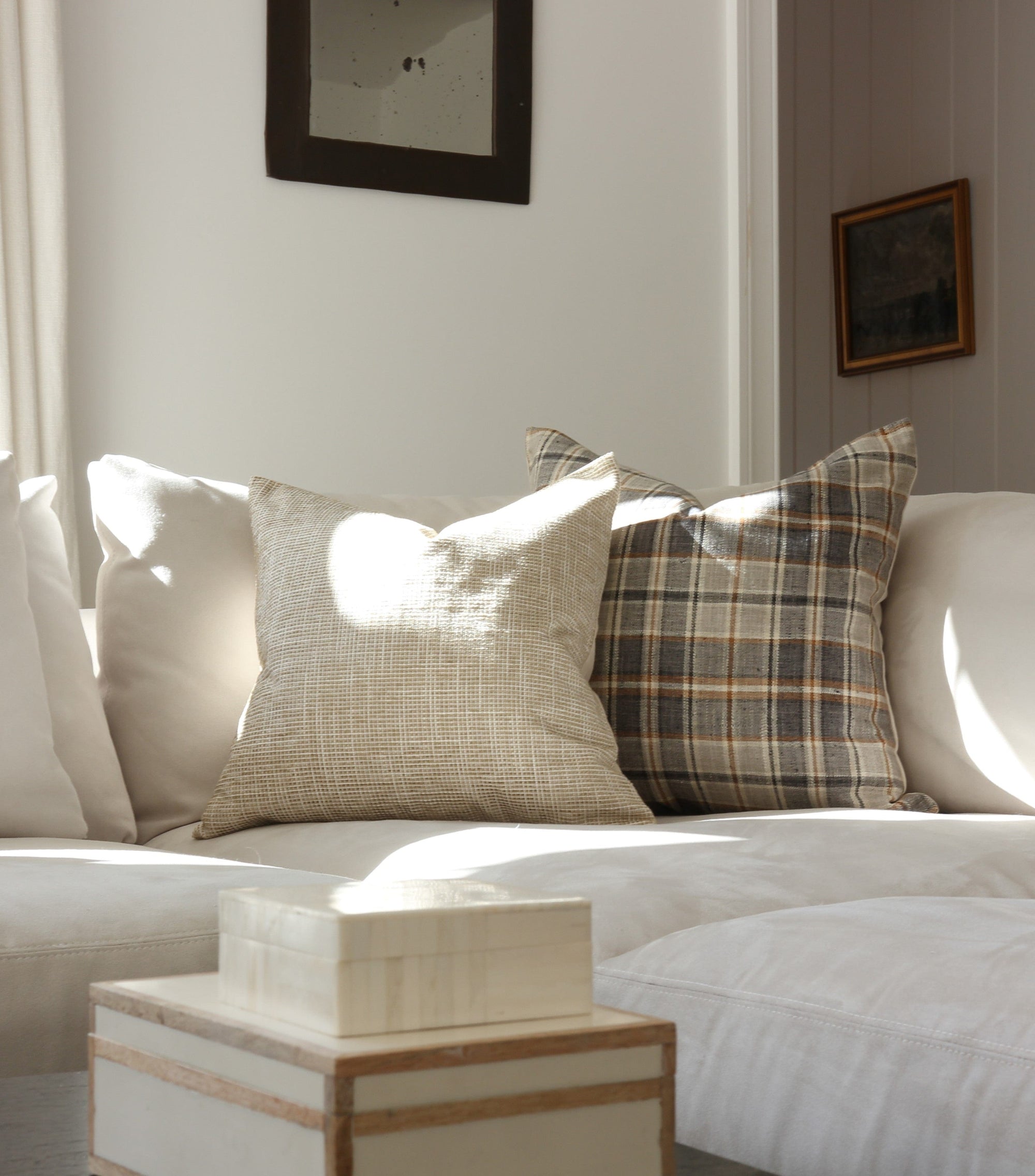 brown plaid pillow