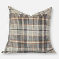 brown plaid throw pillow