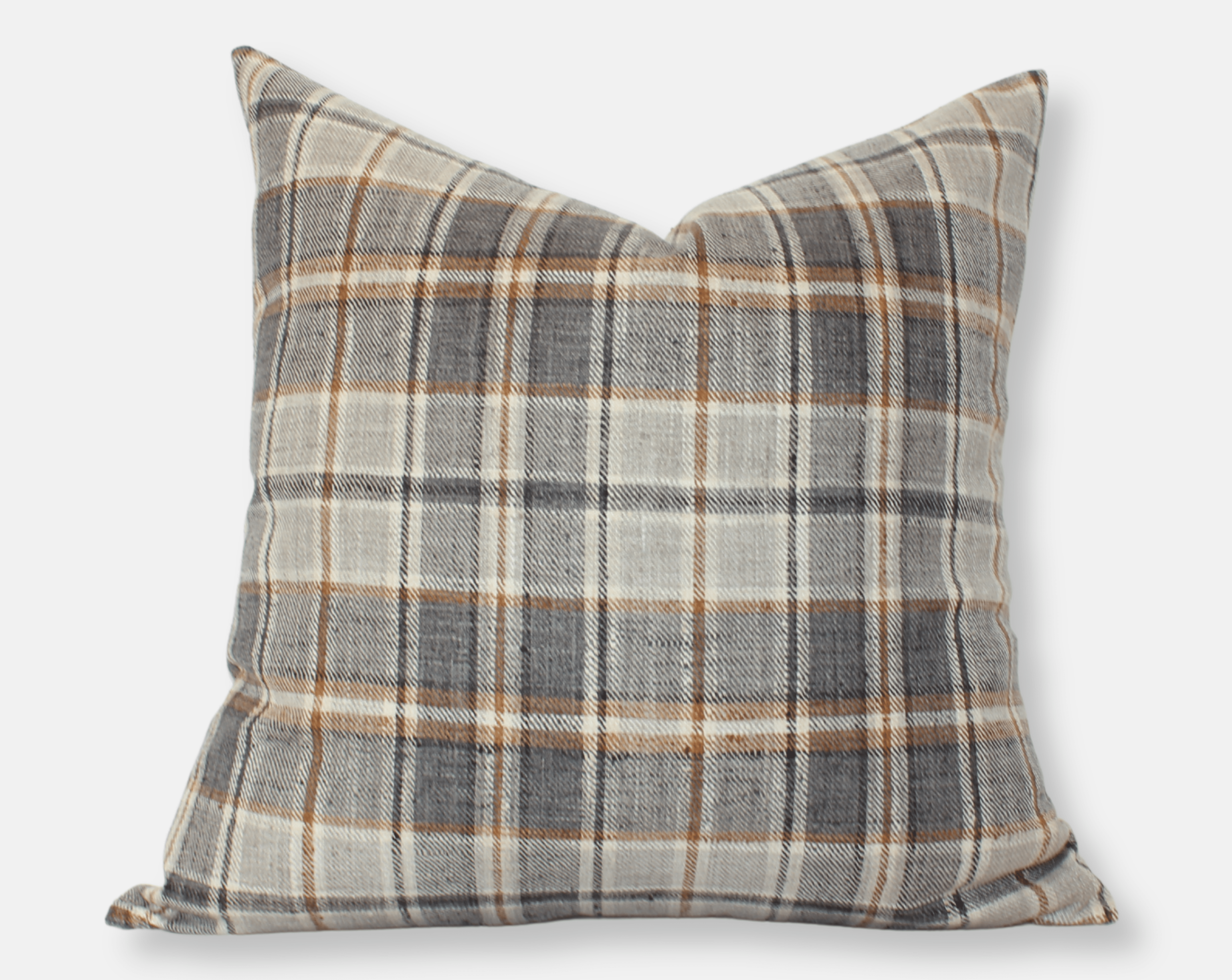 brown plaid throw pillow 