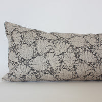 charcoal floral lumbar pillow