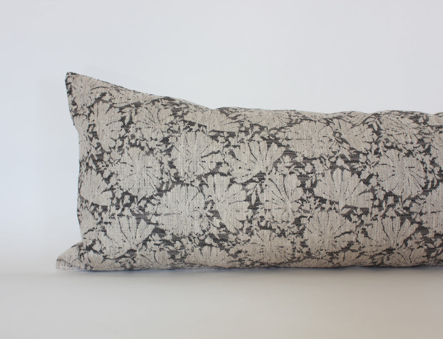 charcoal floral lumbar pillow