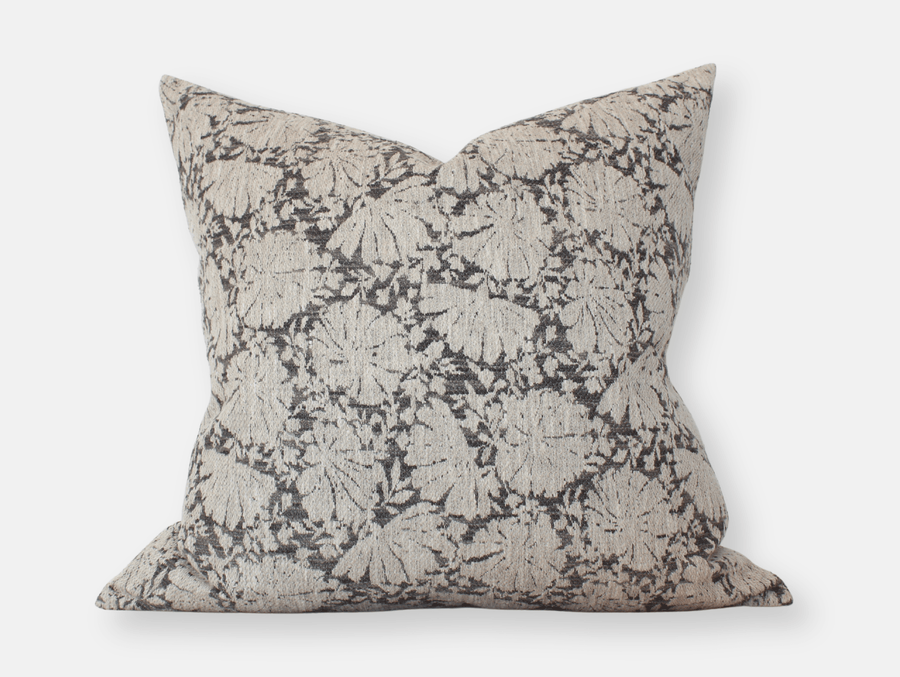 DARK GRAY floral pillow cover