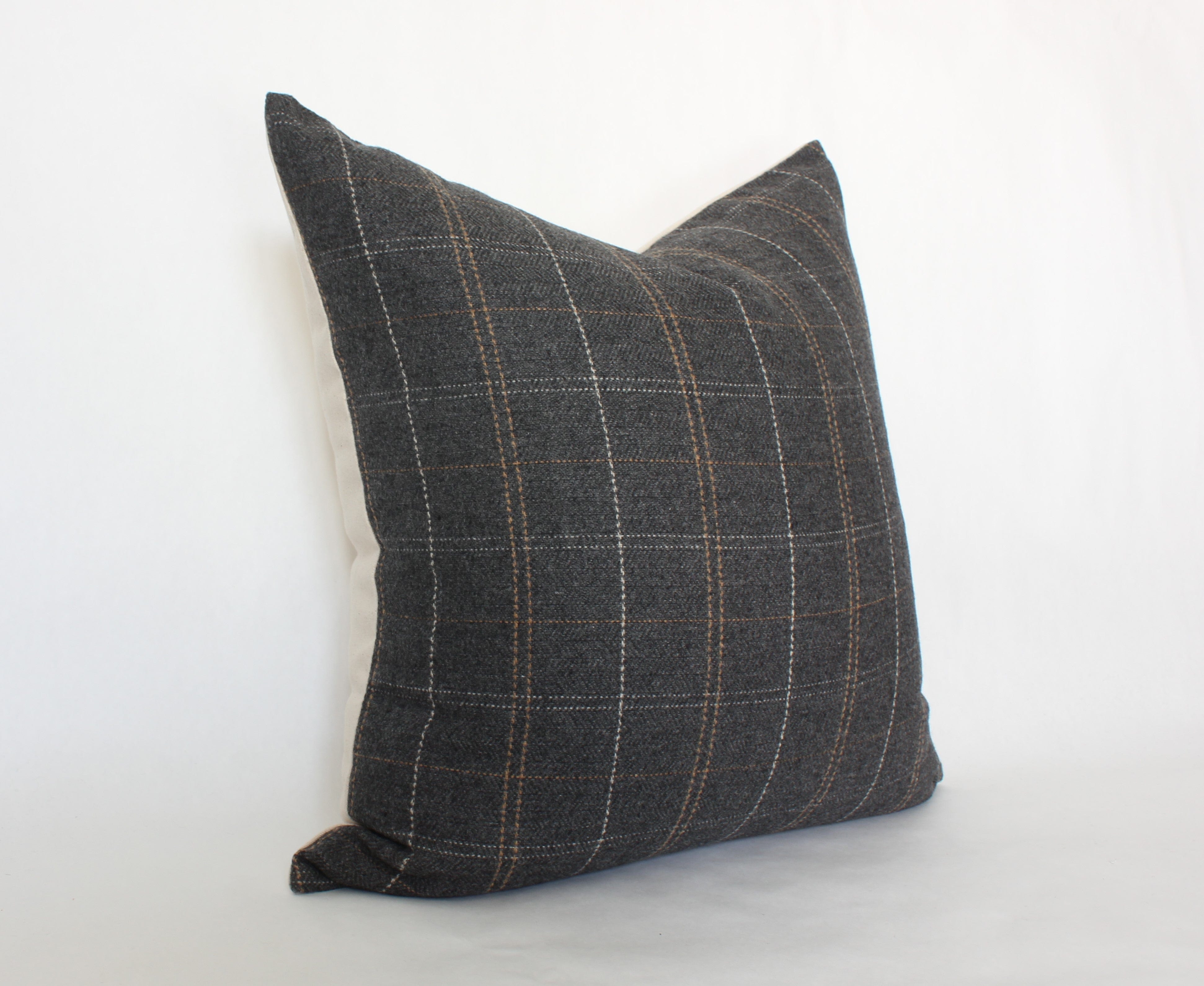 charcoal plaid throw pillow