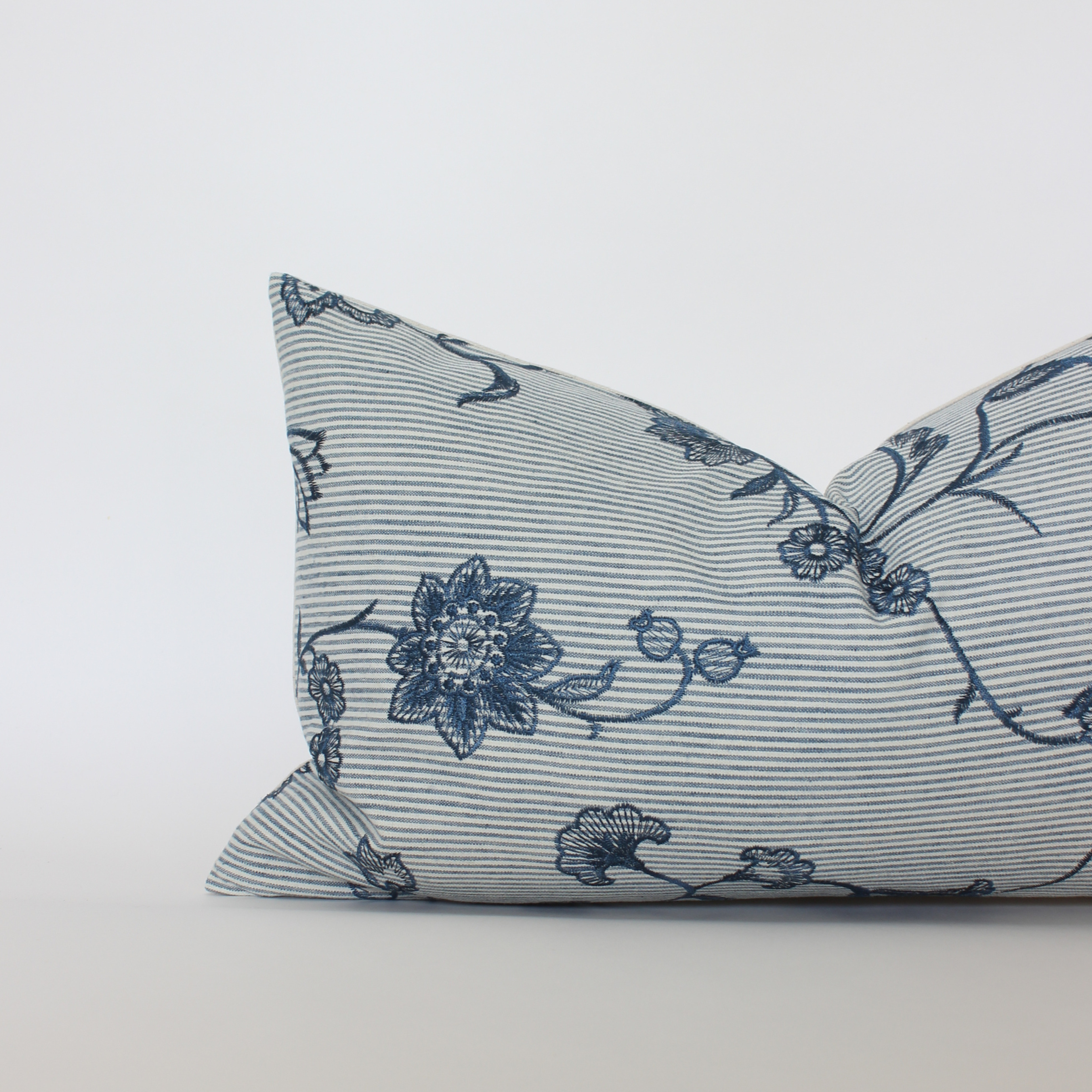 classic blue floral lumbar pillow