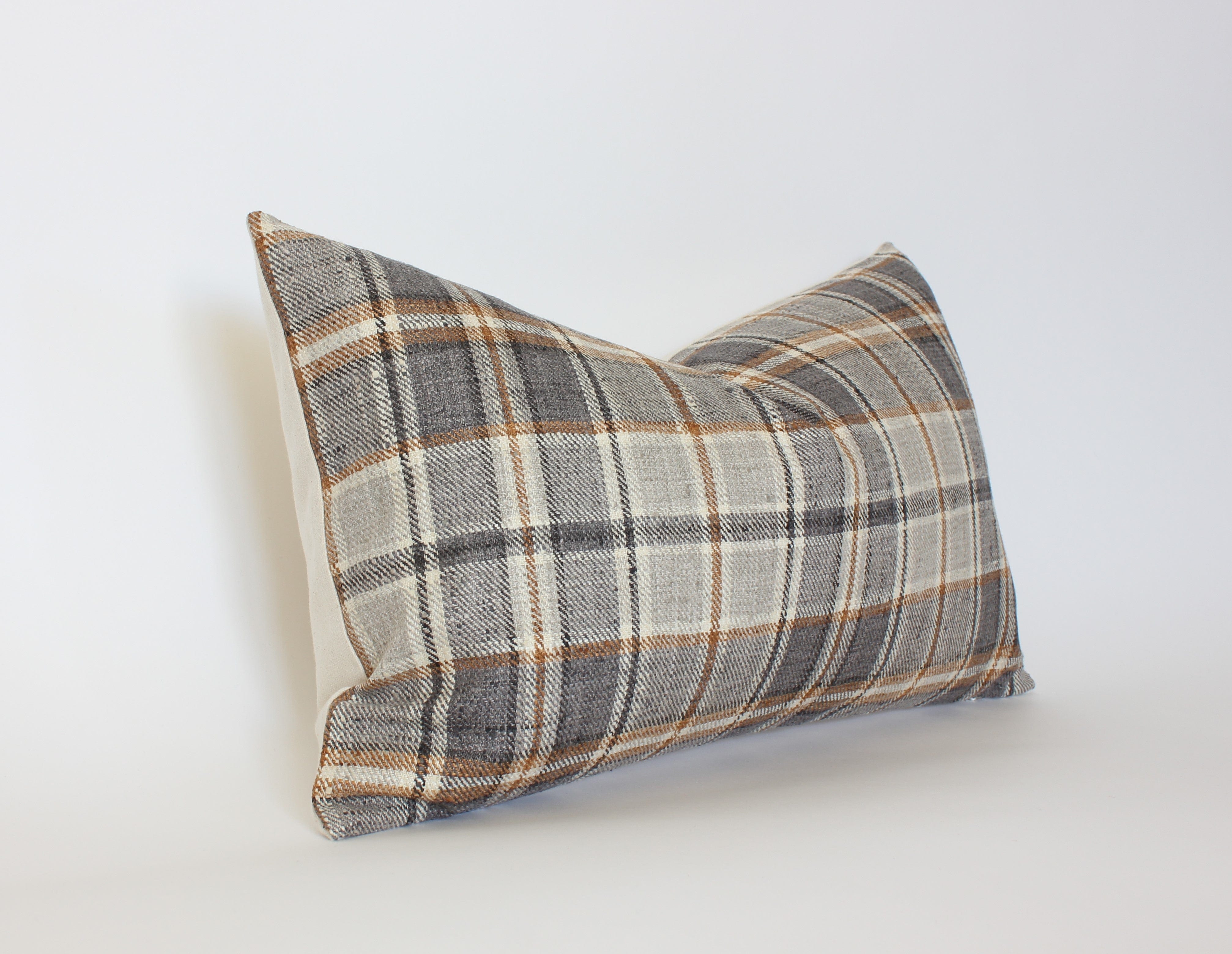 cream brown lumbar throw pillow