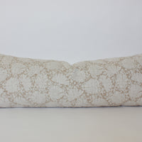cream floral long lumbar king bed