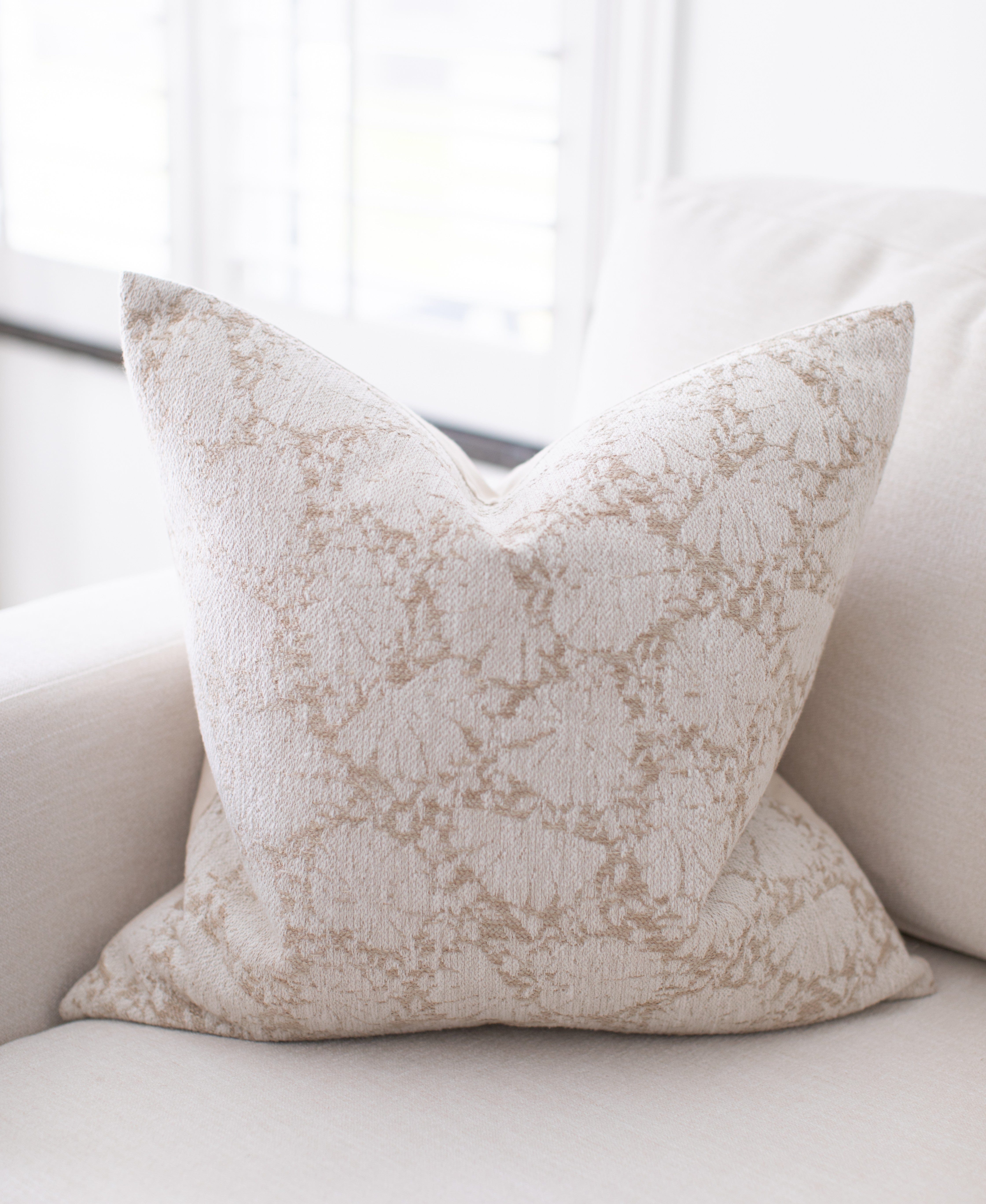 cream floral pillow textured
