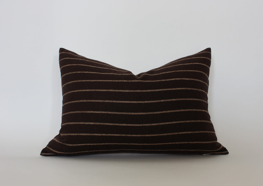 dark brown striped lumbar pillow