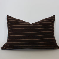 dark brown striped lumbar pillow