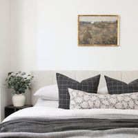 dark gray pillow set for bed