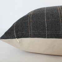 dark plaid pillow with invisible zipper