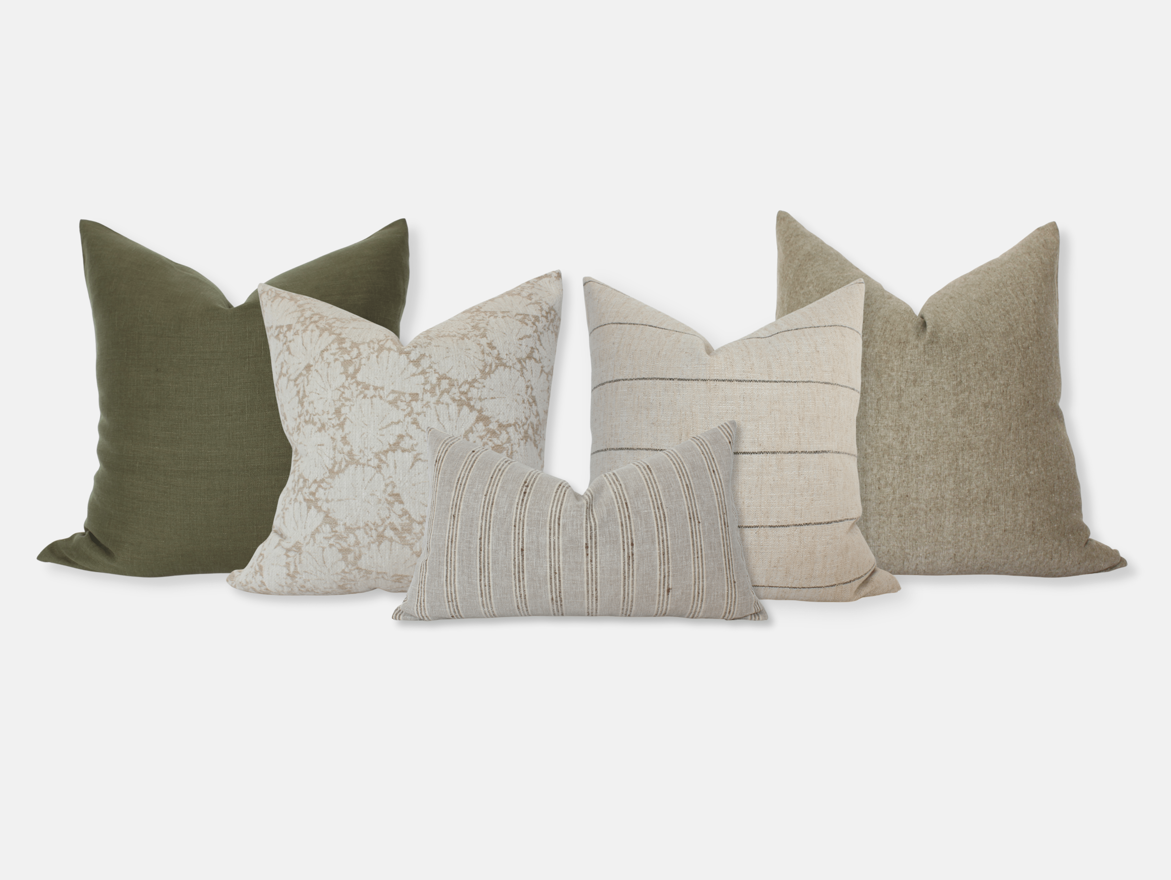 olive green neutral pillow combo