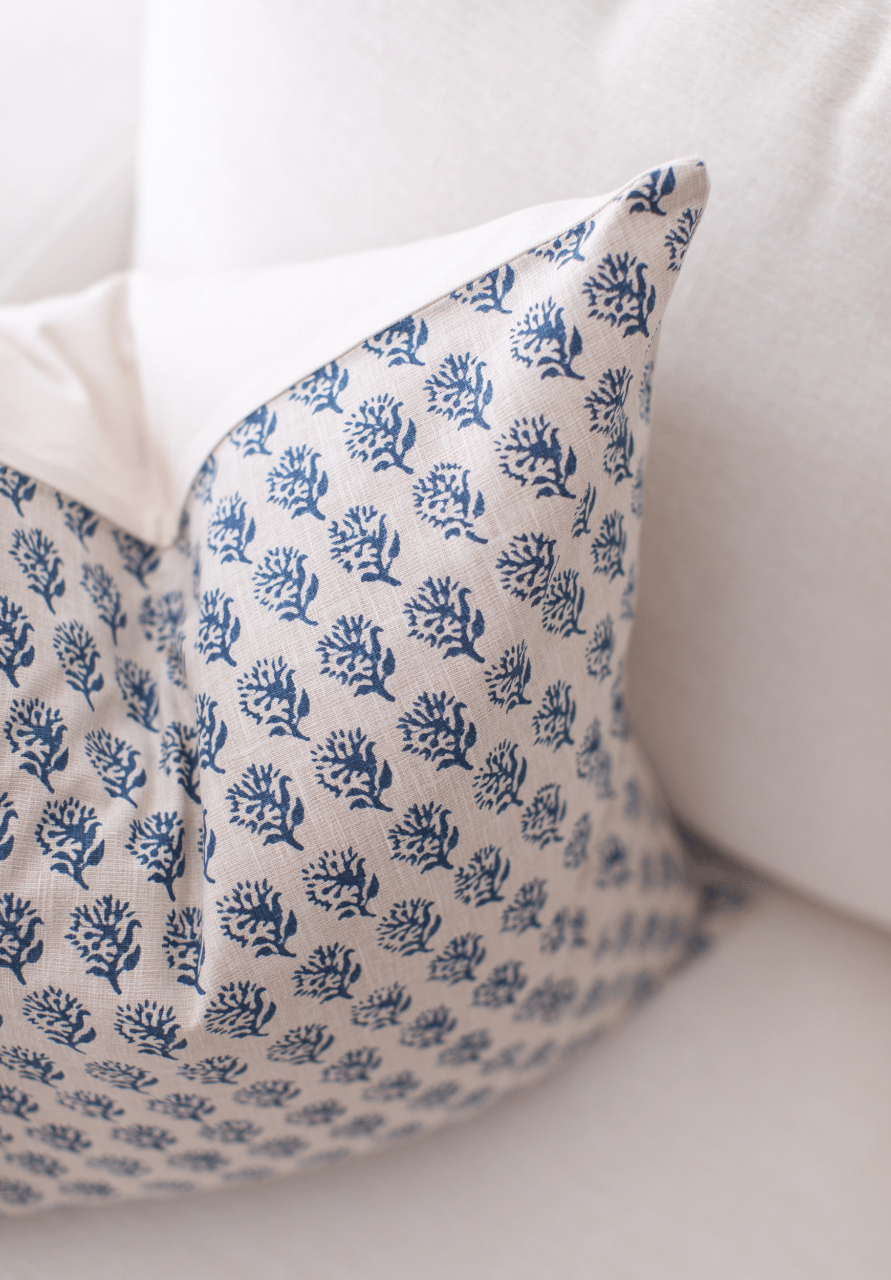 indigo block print pillow