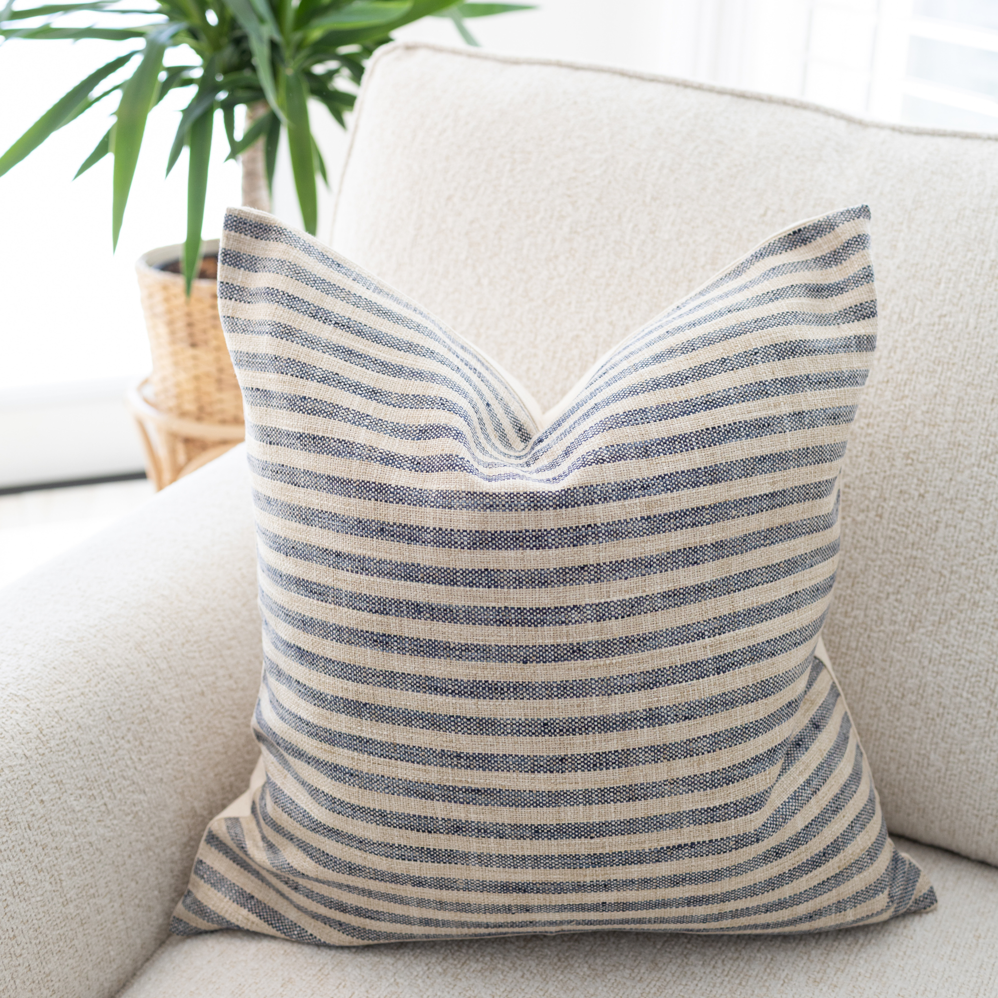 indigo stripe pillow