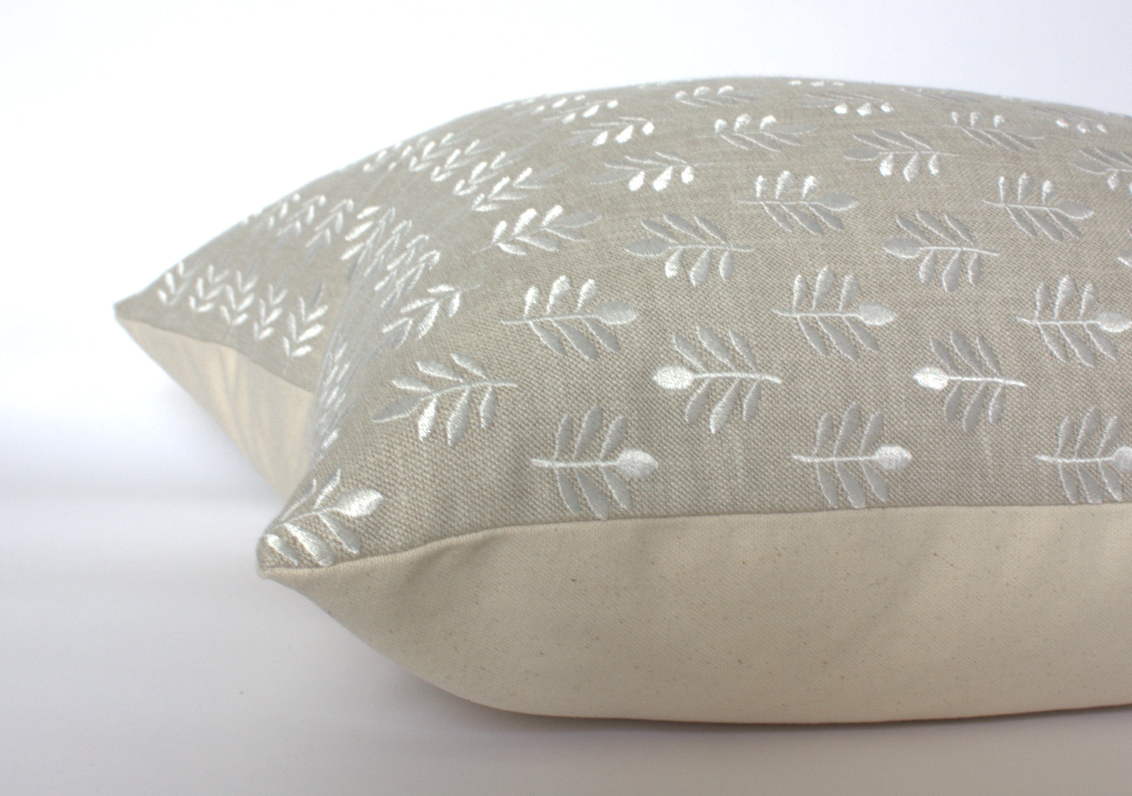 light beige embroidered pillow cover 